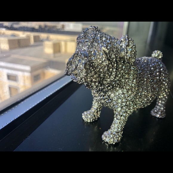 None Other - Bulldog trinket ring jewelry box figurine silver